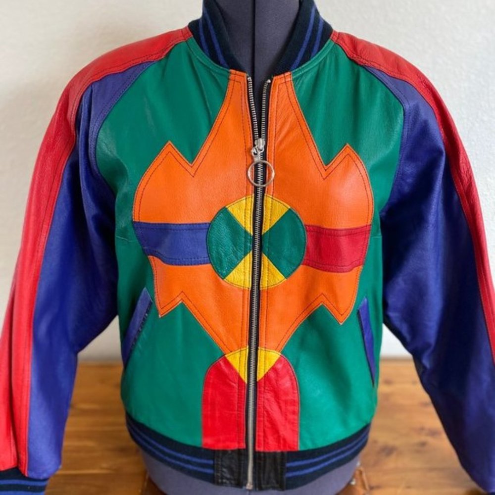 80s VTG Korean Leather Jacket Sz sm